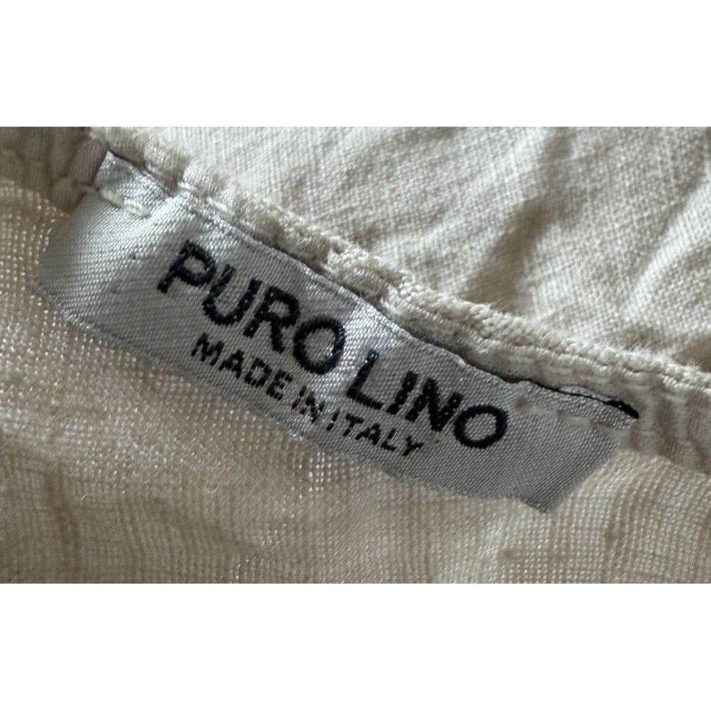 Puro Lino Italy 100% Linen Tank Top Women’s Beige Made in Italy Flowy Beach Sz S - Picture 3 of 6